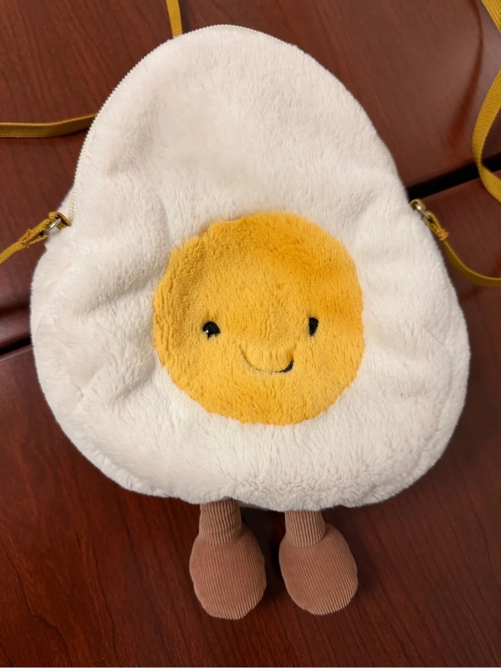 Jellycat Plush Egg-Shaped Kids Crossbody Bag - White and Yellow